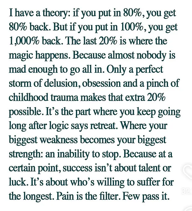 Beyond 80%: The Unrealised Power of Going All In